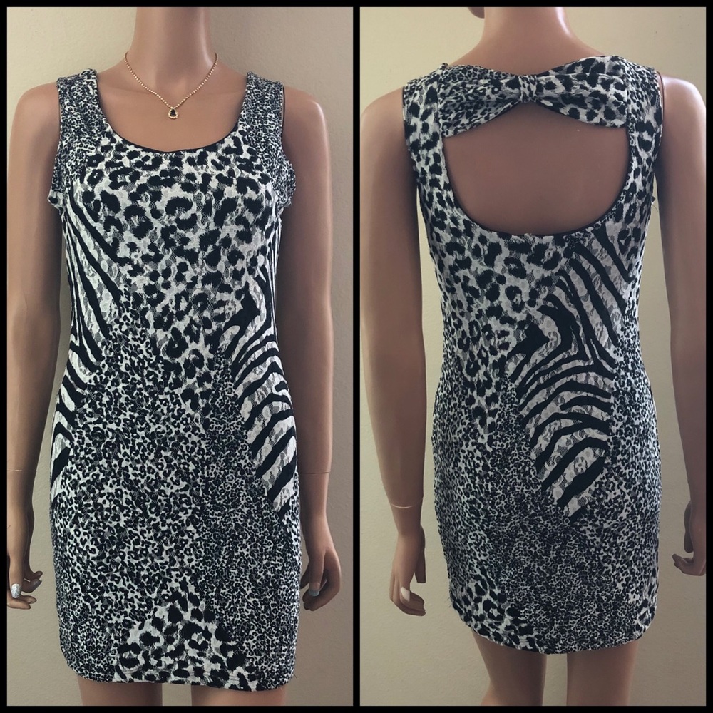 Sexy Animal Print Lace Party Club Mini Dress
